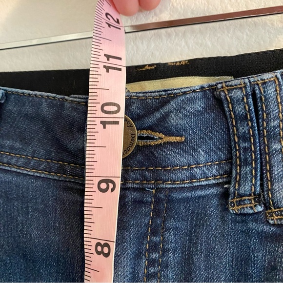 Democracy Ab Solution High Rise Dark Denim Raw Him Side Slit Slim Jeans Size 10 - Picture 9 of 12